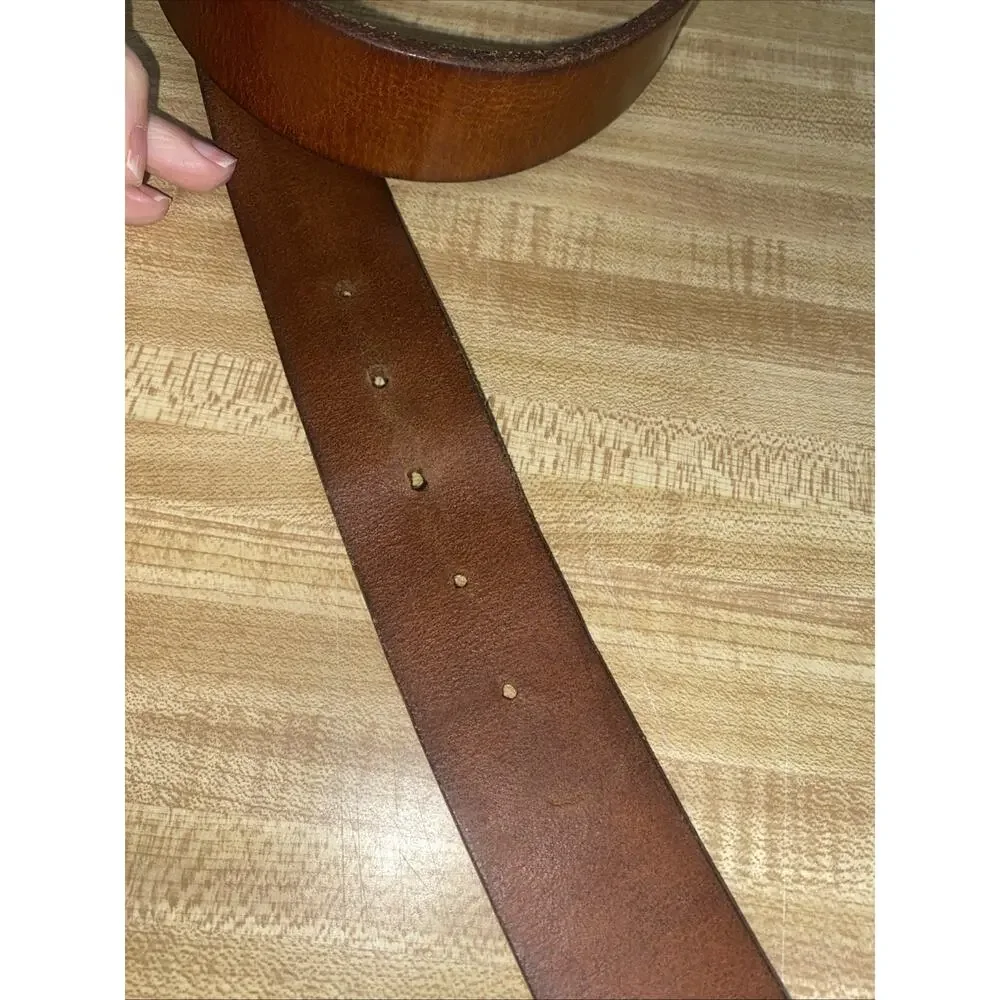 Guelhera Bollocini Brown Leather Belt Size 36 Large Soft Pliable Made In Italy